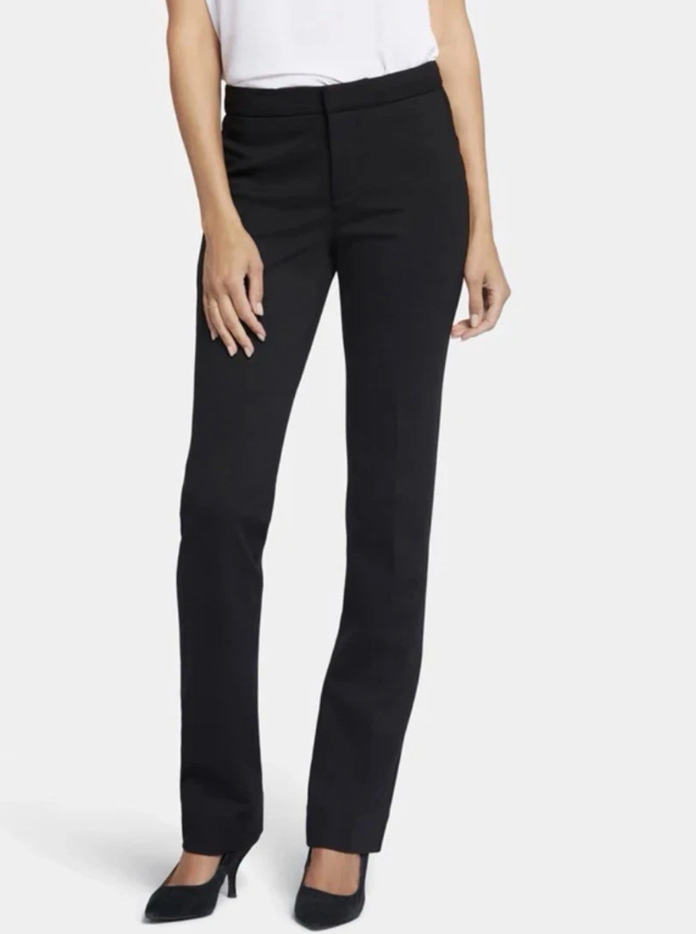 NYDJ Women's Slim Trouser Pants Size 12 Black Ponte Knit High Rise NWT